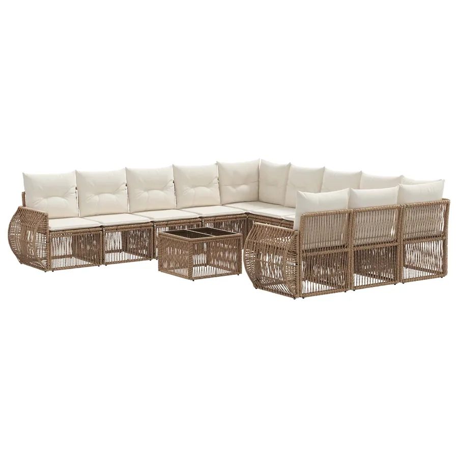 Ensemble de canapé de jardin 12 pcs Beige et blanc crème - 2