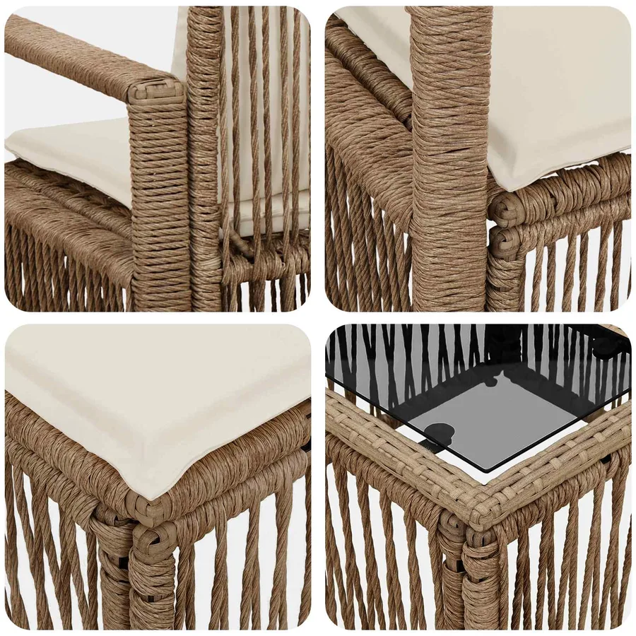 Ensemble de canapé de jardin 7 pcs Beige polyrotin - 7
