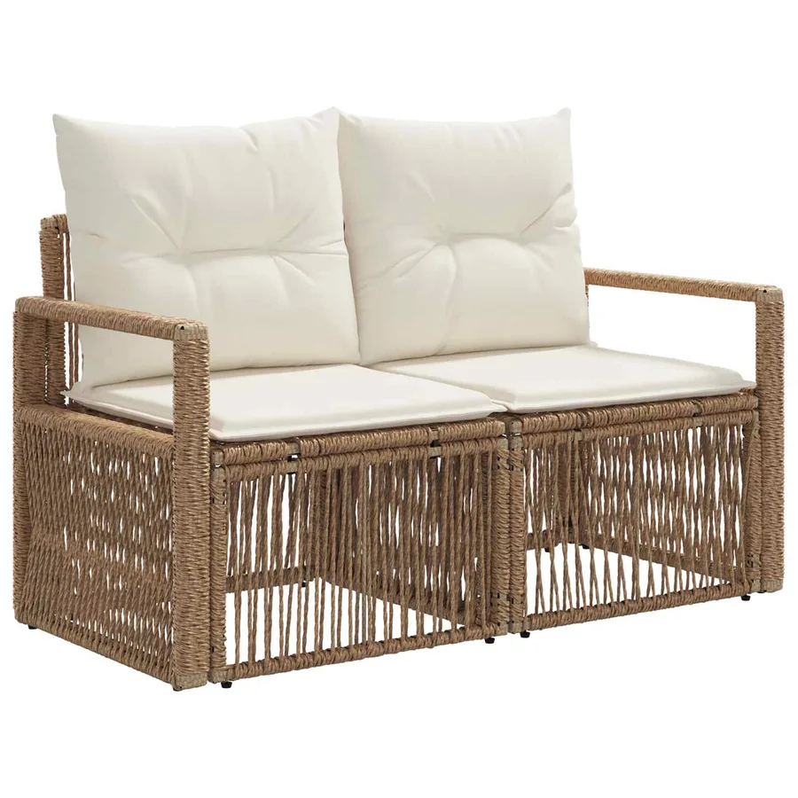 Ensemble de canapé de jardin 12 pcs Beige polyrotin - 4