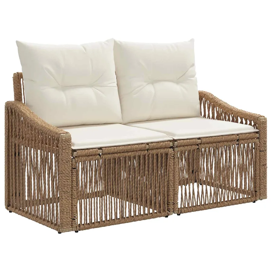 Ensemble de canapé de jardin 11 pcs Beige polyrotin - 3