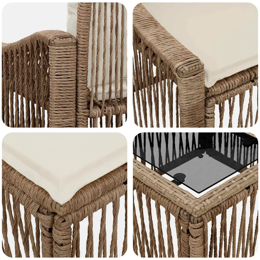 Ensemble de canapé de jardin 9 pcs Beige polyrotin - 7