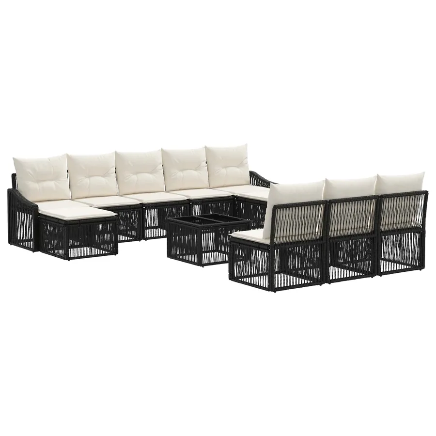 Ensemble de canapé de jardin 11 pcs Noir polyrotin - 2