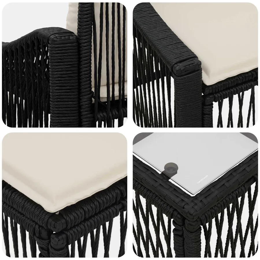 Ensemble de canapé de jardin 10 pcs Noir polyrotin - 10
