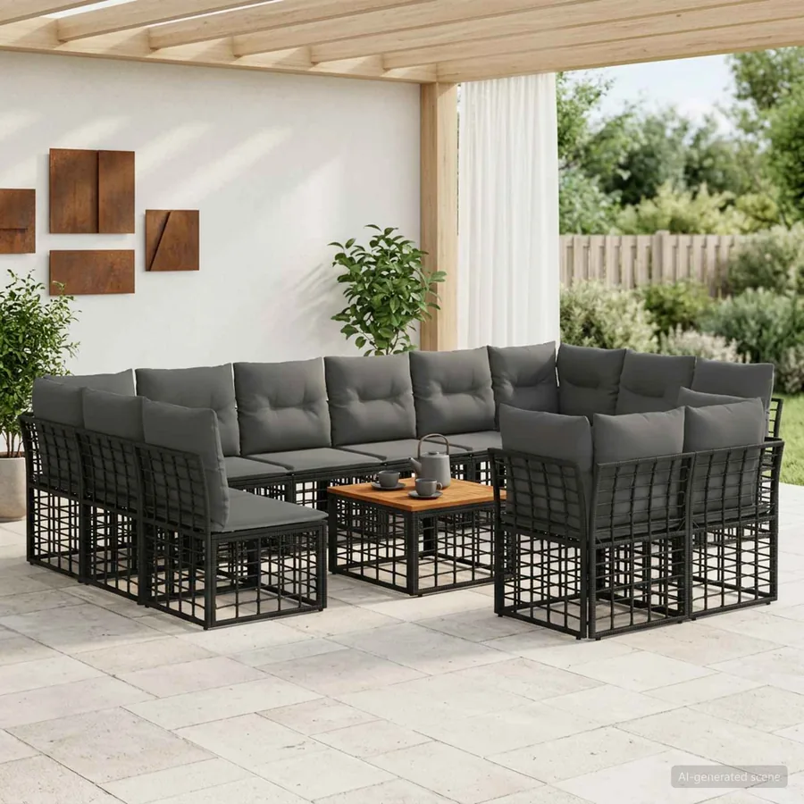 Ensemble de canapés d'extérieur 13 pcs Noir et Gris foncé