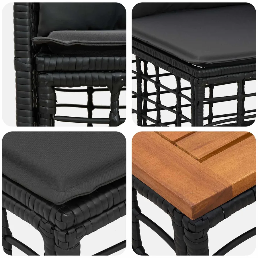 Ensemble de canapés d'extérieur 11 pcs Noir et Gris foncé - 9