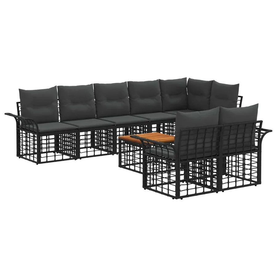Ensemble de canapés d'extérieur 9 pcs Noir et Gris foncé - 2