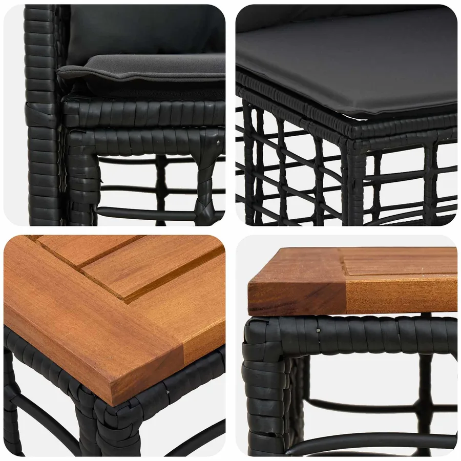Ensemble de canapés d'extérieur 9 pcs Noir et Gris foncé - 7