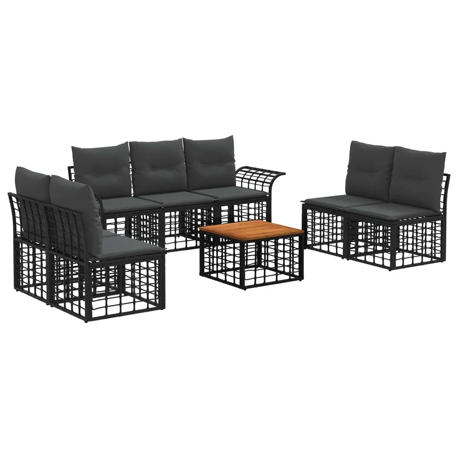 Ensemble de canapés d'extérieur 8 pcs Noir et Gris foncé - 2
