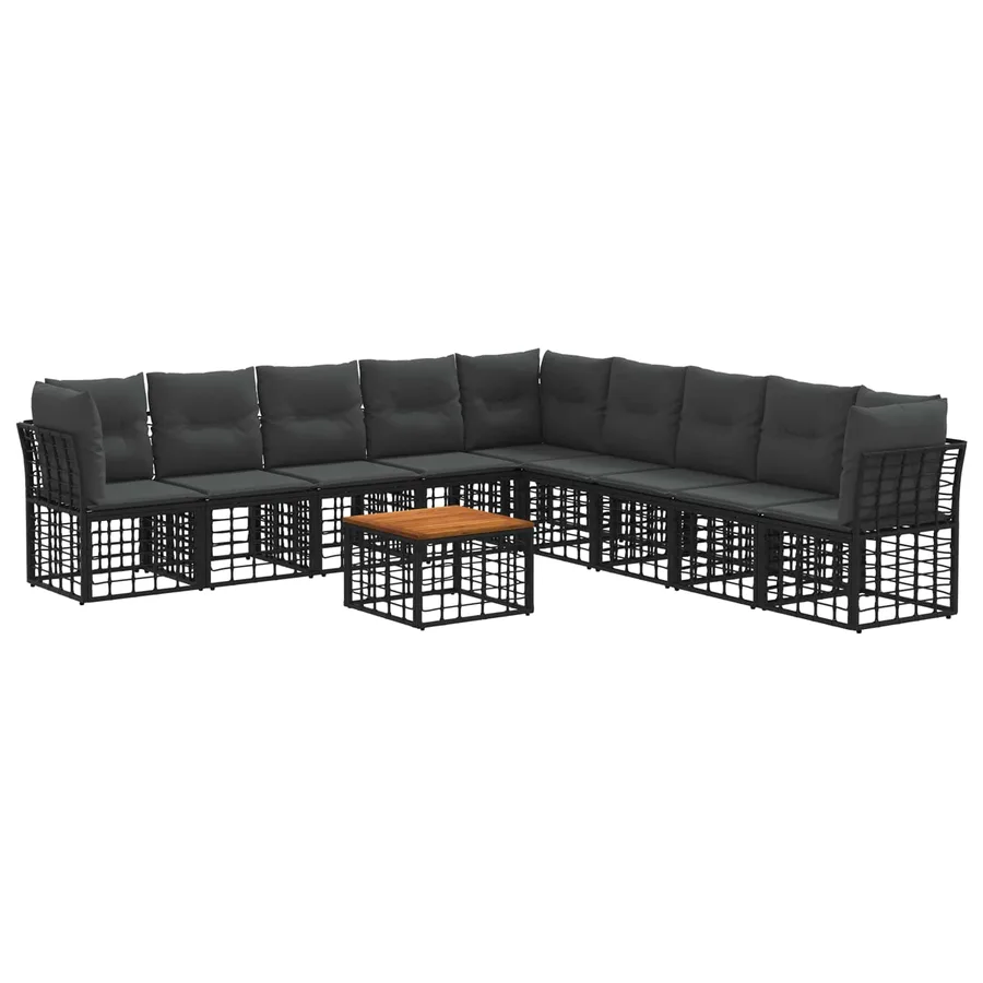 Ensemble de canapés d'extérieur 10 pcs Noir et Gris foncé - 2