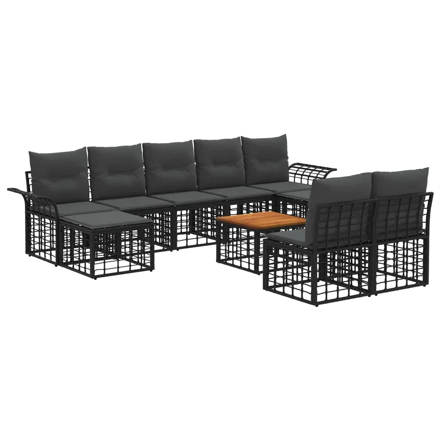 Ensemble de canapés d'extérieur 10 pcs Noir et Gris foncé - 2