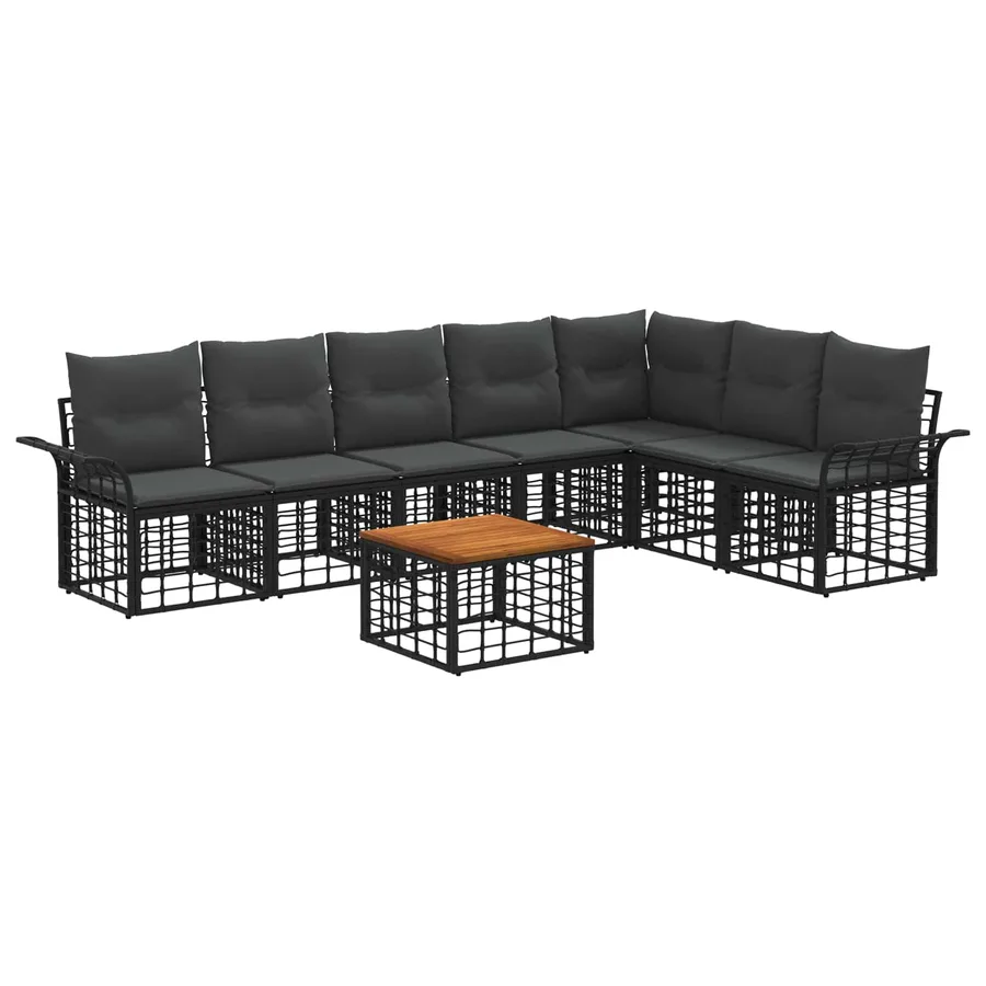 Ensemble de canapés d'extérieur 8 pcs Noir et Gris foncé - 2