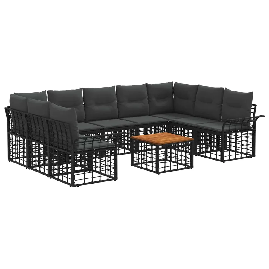 Ensemble de canapés d'extérieur 10 pcs Noir et Gris foncé - 2