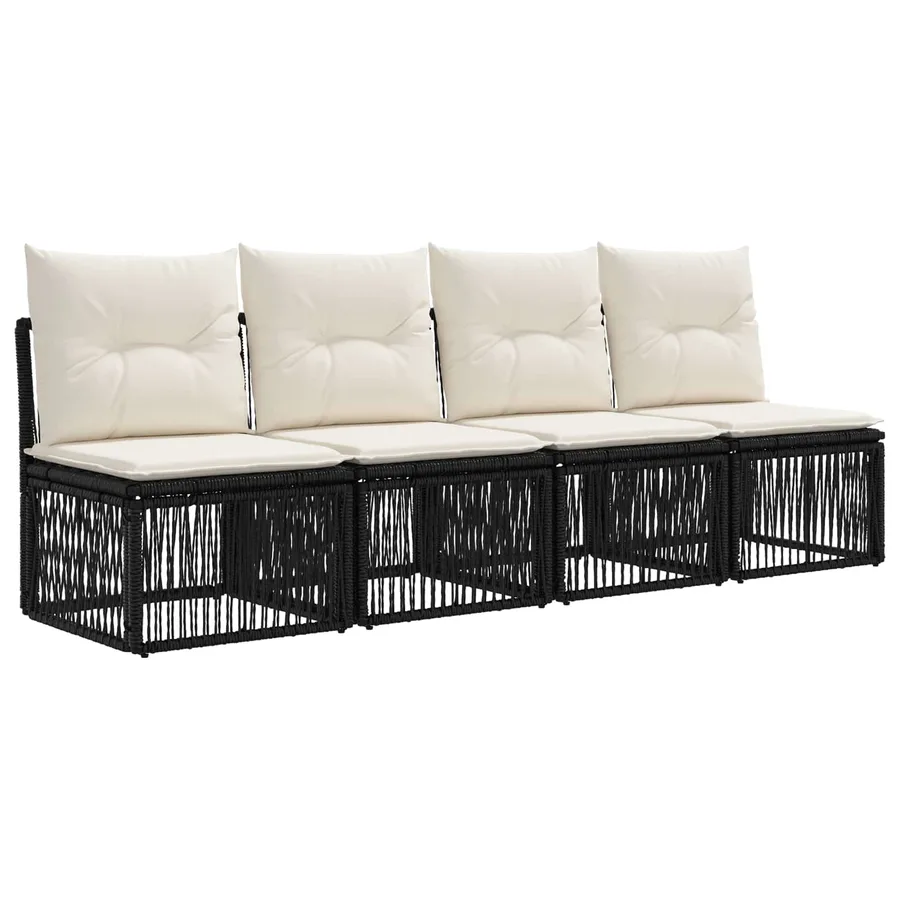 Ensemble de canapé de jardin 9 pcs Noir polyrotin - 6