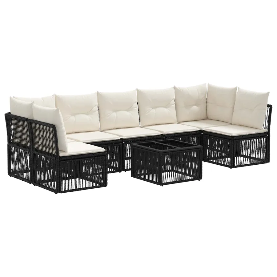 Ensemble de canapé de jardin 8 pcs Noir polyrotin - 2