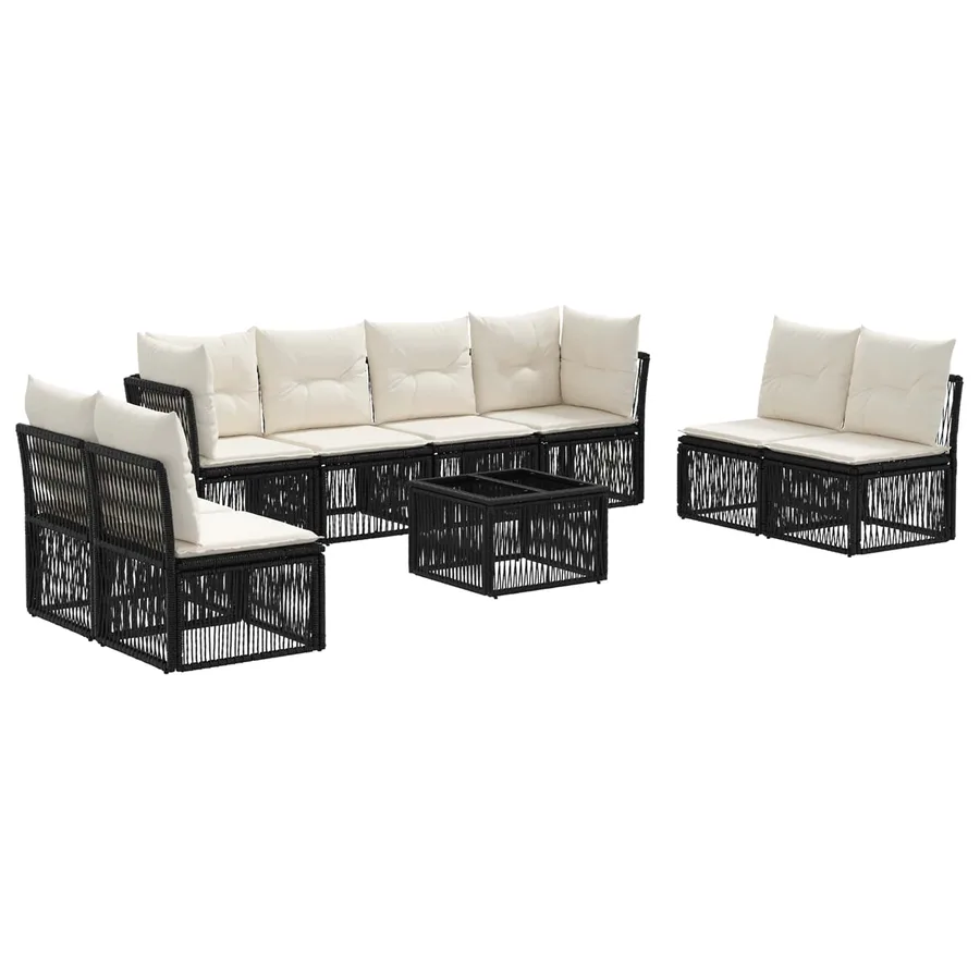 Ensemble de canapé de jardin 9 pcs Noir polyrotin - 2