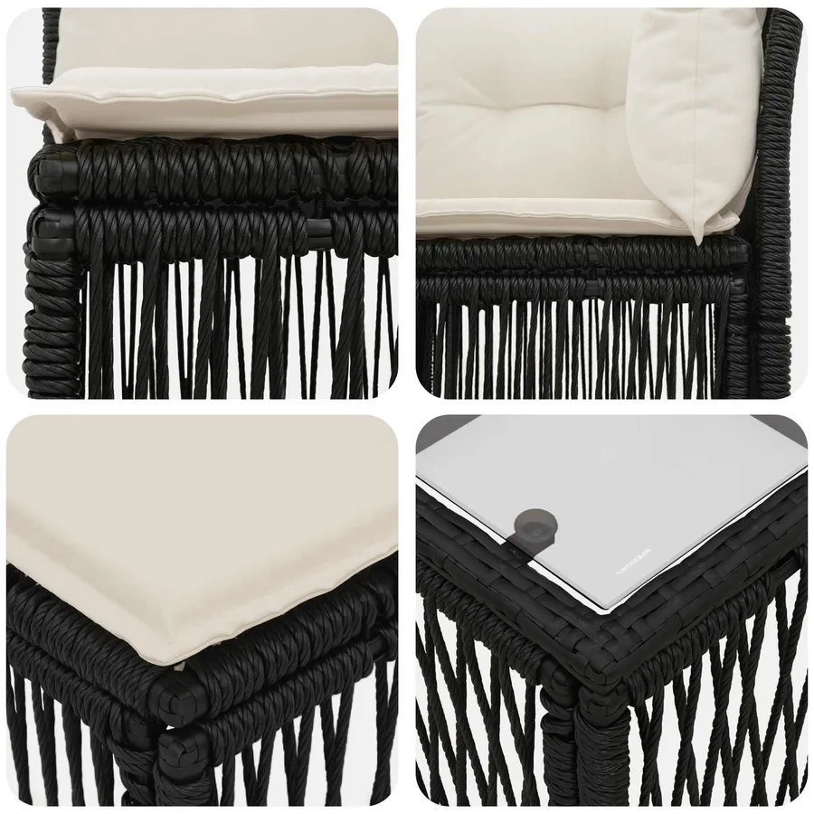 Ensemble de canapé de jardin 9 pcs Noir polyrotin - 6