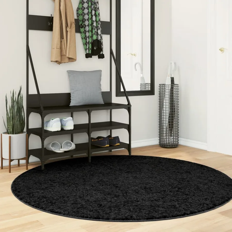 Tapis OVIEDO à poils courts noir Ø 160 cm