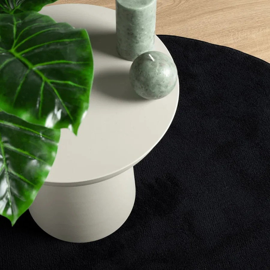 Tapis OVIEDO à poils courts noir Ø 160 cm - 7