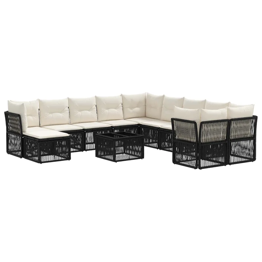 Ensemble de canapé de jardin 12 pcs Noir polyrotin - 2