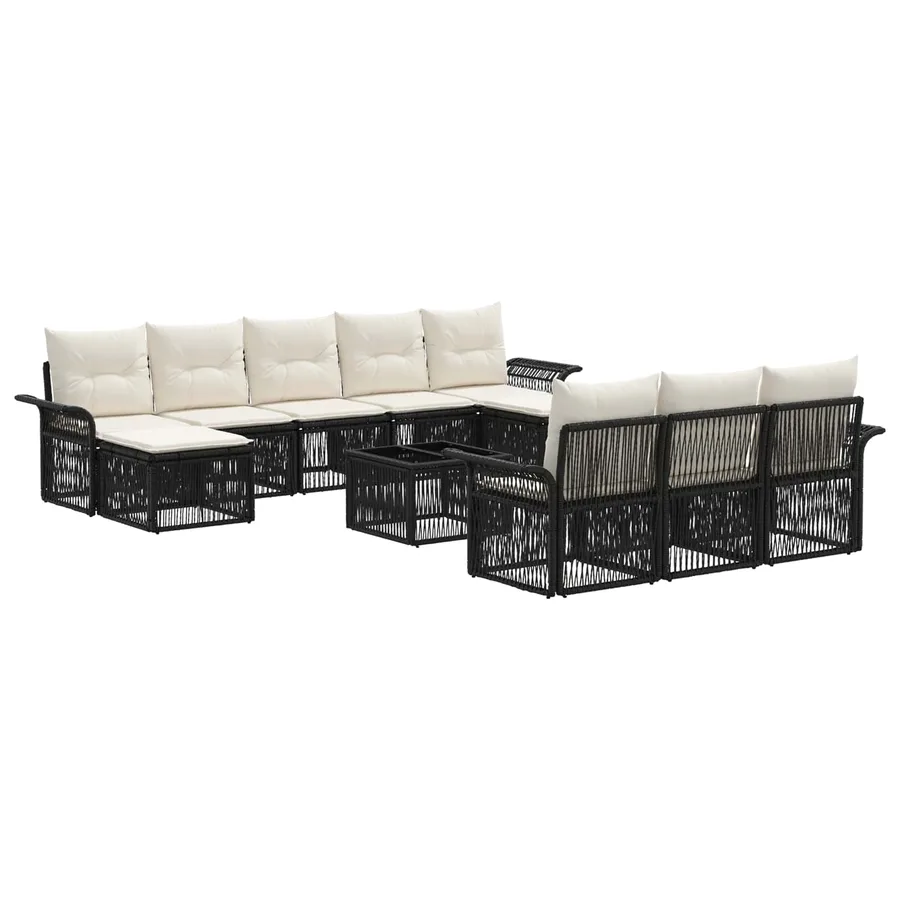 Ensemble de canapé de jardin 11 pcs Noir polyrotin - 2