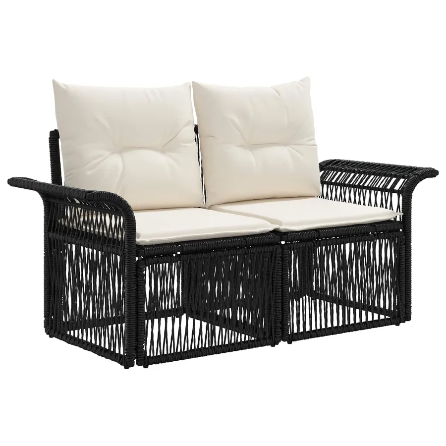 Ensemble de canapé de jardin 11 pcs Noir polyrotin - 3