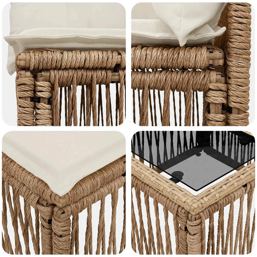 Ensemble de canapé de jardin 9 pcs Beige polyrotin - 7