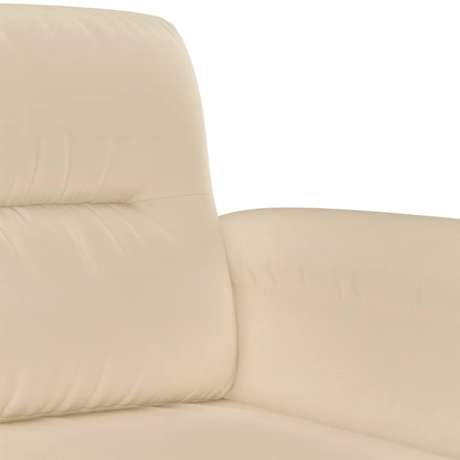 Ensemble de canapés 2 pcs avec coussins Crème Tissu microfibre - 6