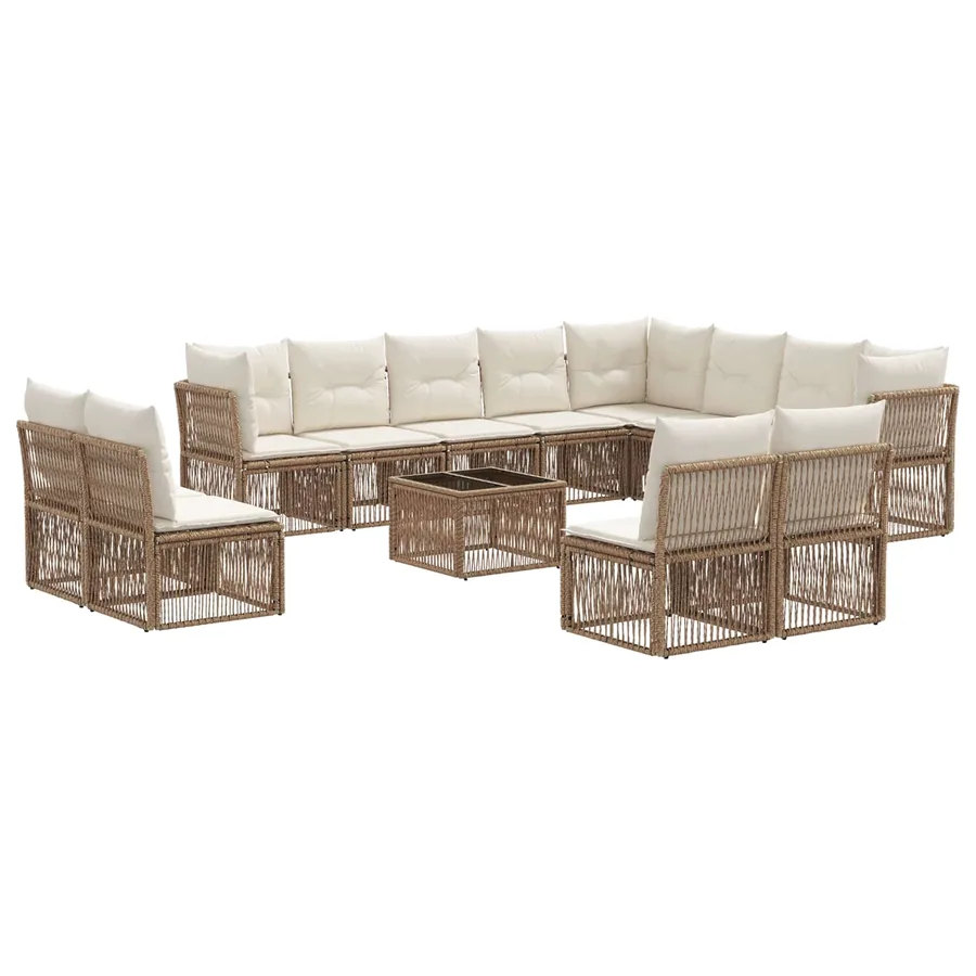 Ensemble de canapé de jardin 13 pcs Beige polyrotin - 2