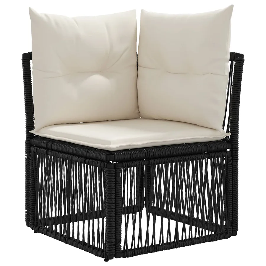 Ensemble de canapé de jardin 14 pcs Noir et blanc crème - 4