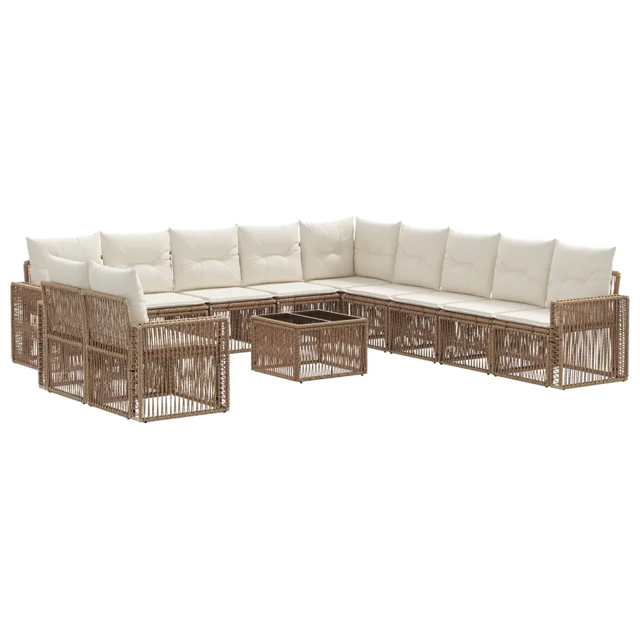 Ensemble de canapé de jardin 12 pcs Beige et blanc crème - 2