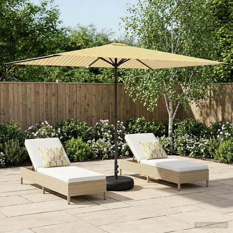 Parasol de jardin avec base 200 x 300 cm Polyester