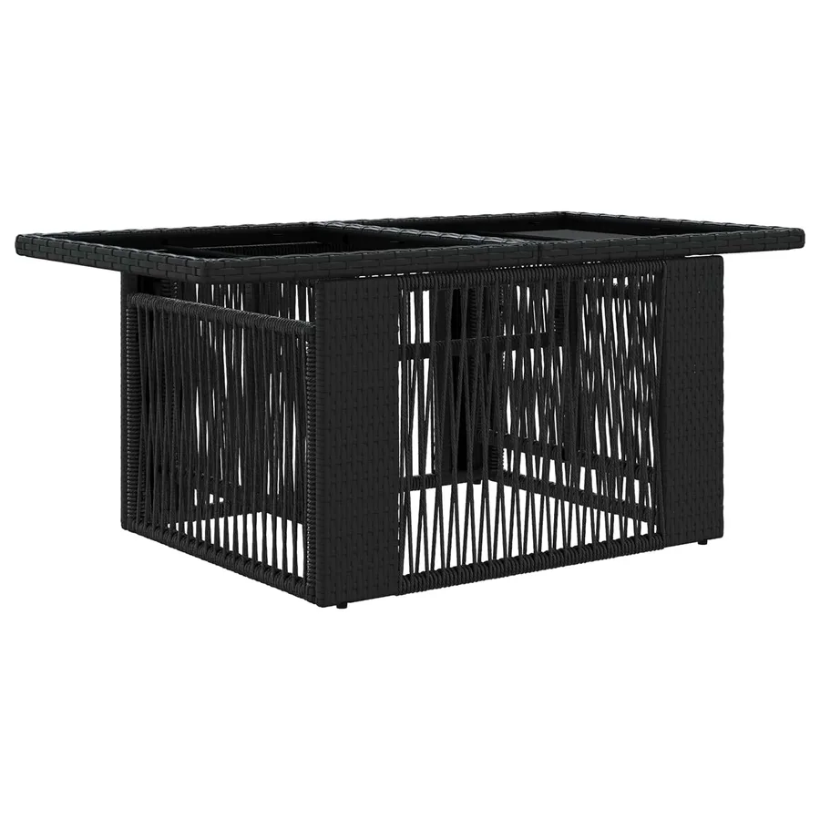 Table de Jardin Noir 100 x 55 x 37 cm Rattan PE et Verre - 2