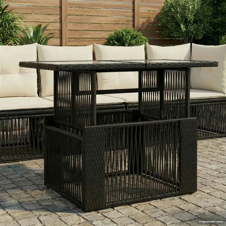 Table de Jardin Noir 100 x 55 x 37 cm Rattan PE et Verre - 3