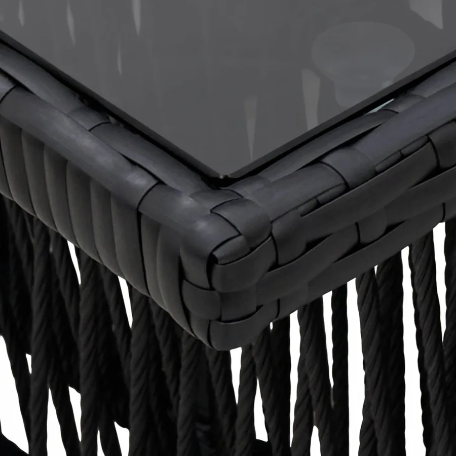 Table de Jardin Noir 100 x 55 x 37 cm Rattan PE et Verre - 7