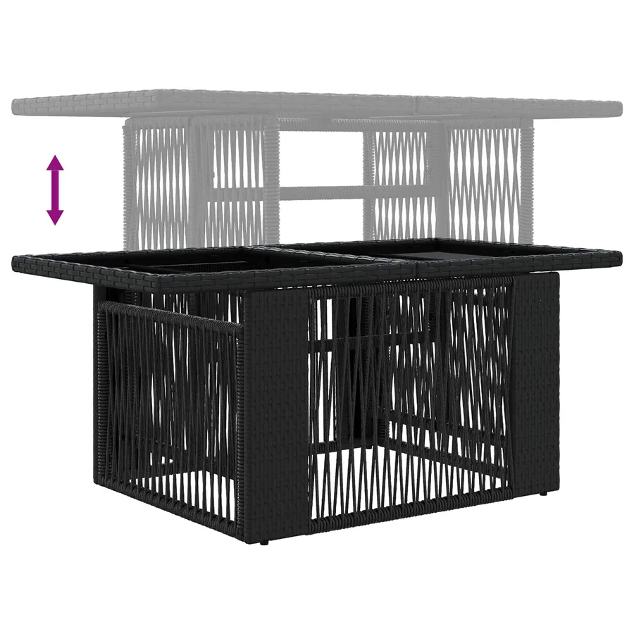 Table de Jardin Noir 100 x 55 x 37 cm Rattan PE et Verre - 9