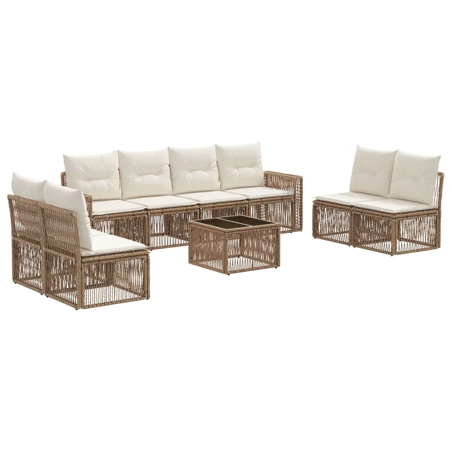 Ensemble de canapé de jardin 9 pcs Beige et blanc crème - 2