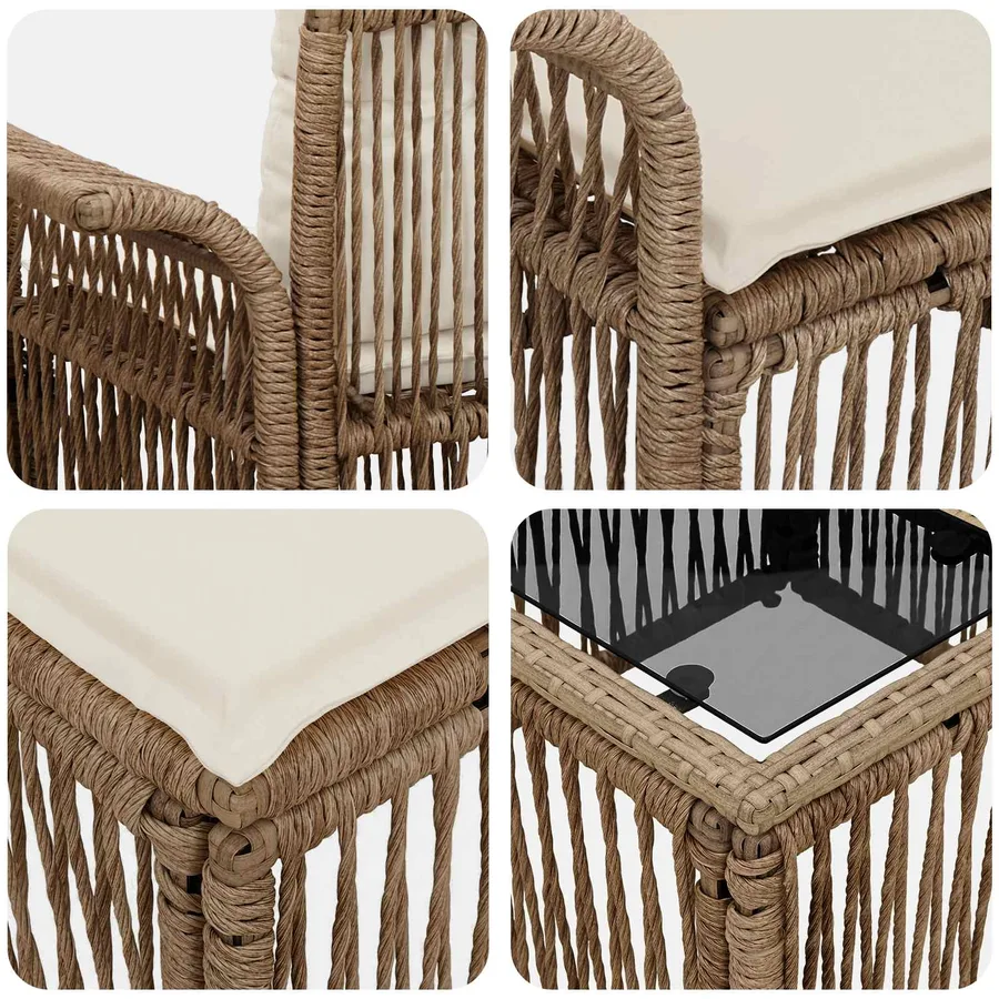 Ensemble de canapé de jardin 13 pcs Beige et blanc crème - 9