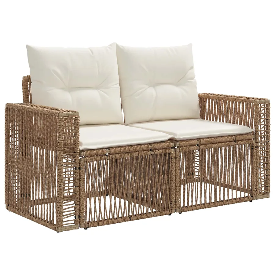 Ensemble de canapé de jardin 6 pcs Beige et blanc crème - 4