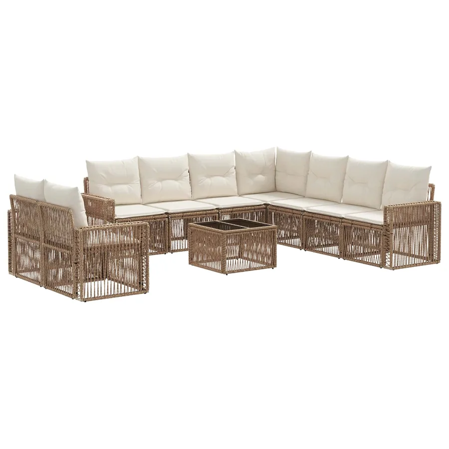 Ensemble de canapé de jardin 10 pcs Beige et blanc crème - 2