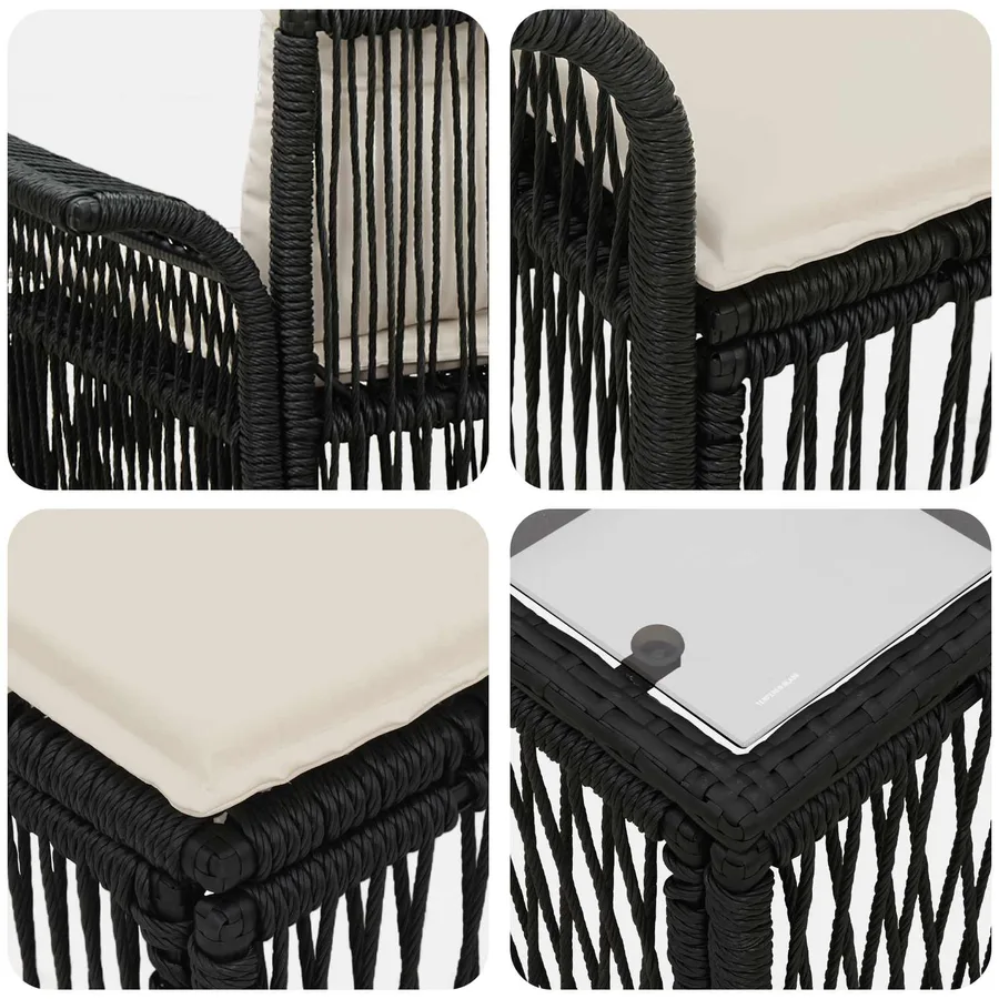 Ensemble de canapé de jardin 13 pcs Noir et blanc crème - 9
