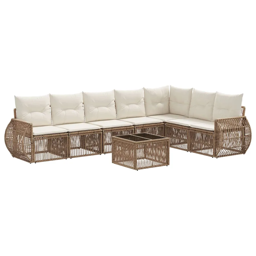 Ensemble de canapé de jardin 8 pcs Beige et blanc crème - 2