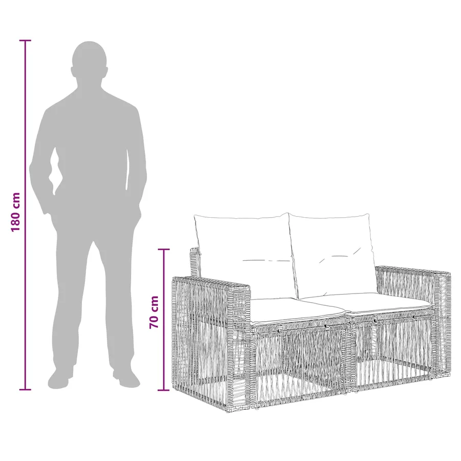 Ensemble de canapé de jardin 11 pcs Noir et blanc crème - 11