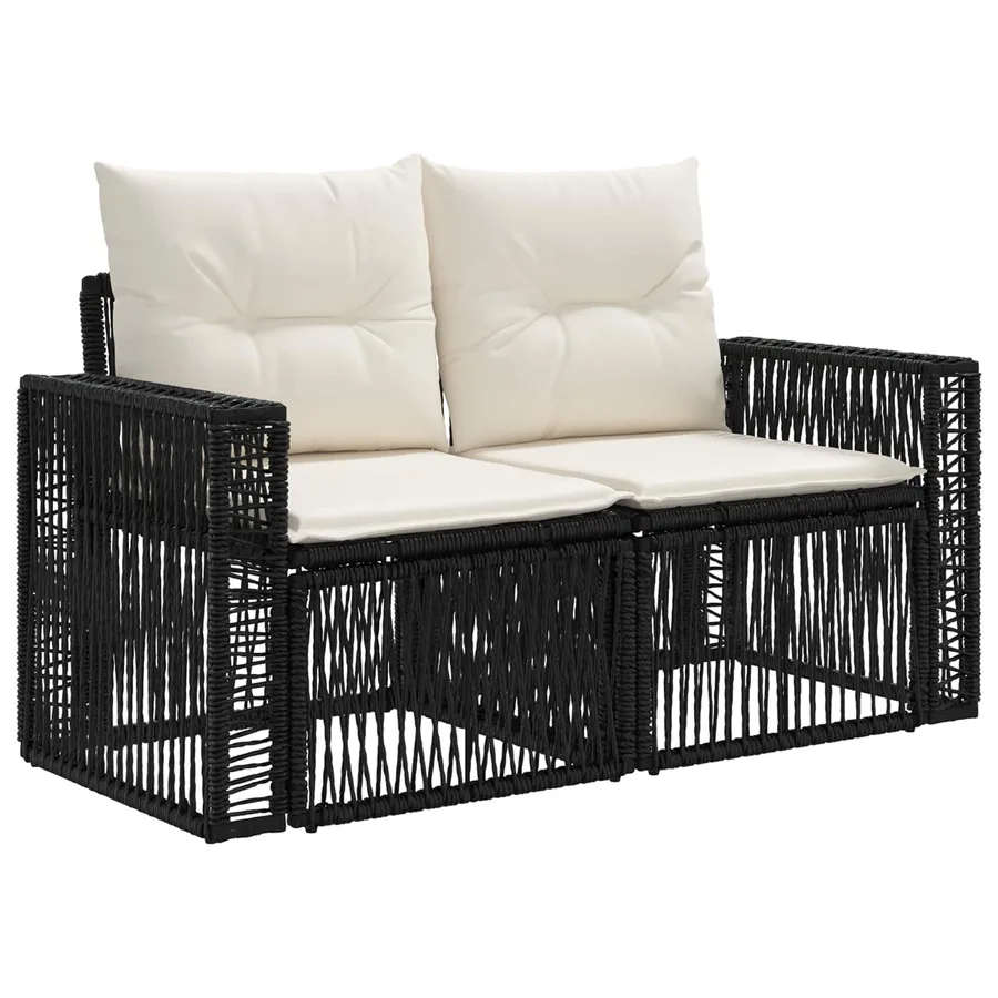 Ensemble de canapé de jardin 11 pcs Noir et blanc crème - 3