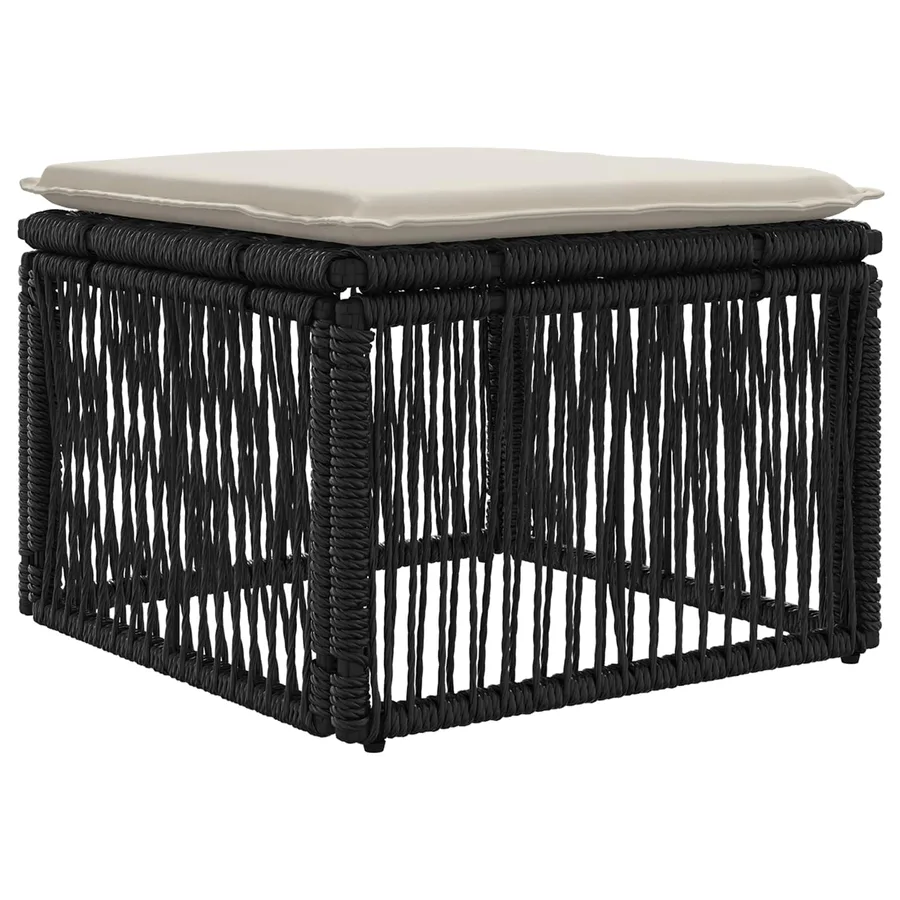 Ensemble de canapé de jardin 11 pcs Noir et blanc crème - 5