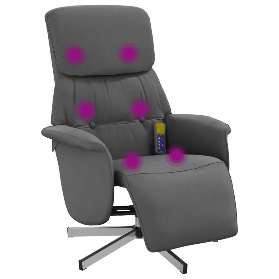 Fauteuil inclinable de massage et repose-pieds gris foncé tissu - 2