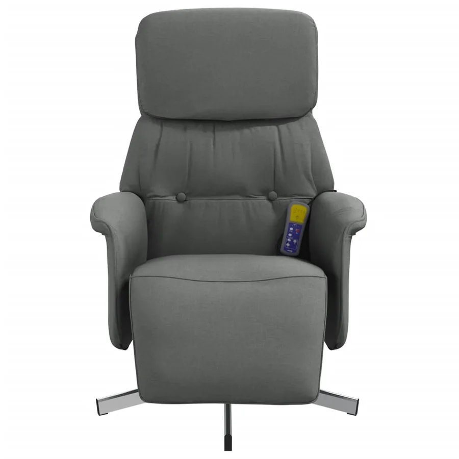 Fauteuil inclinable de massage et repose-pieds gris foncé tissu - 4