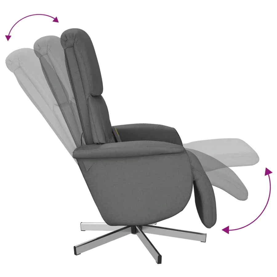 Fauteuil inclinable de massage et repose-pieds gris foncé tissu - 7