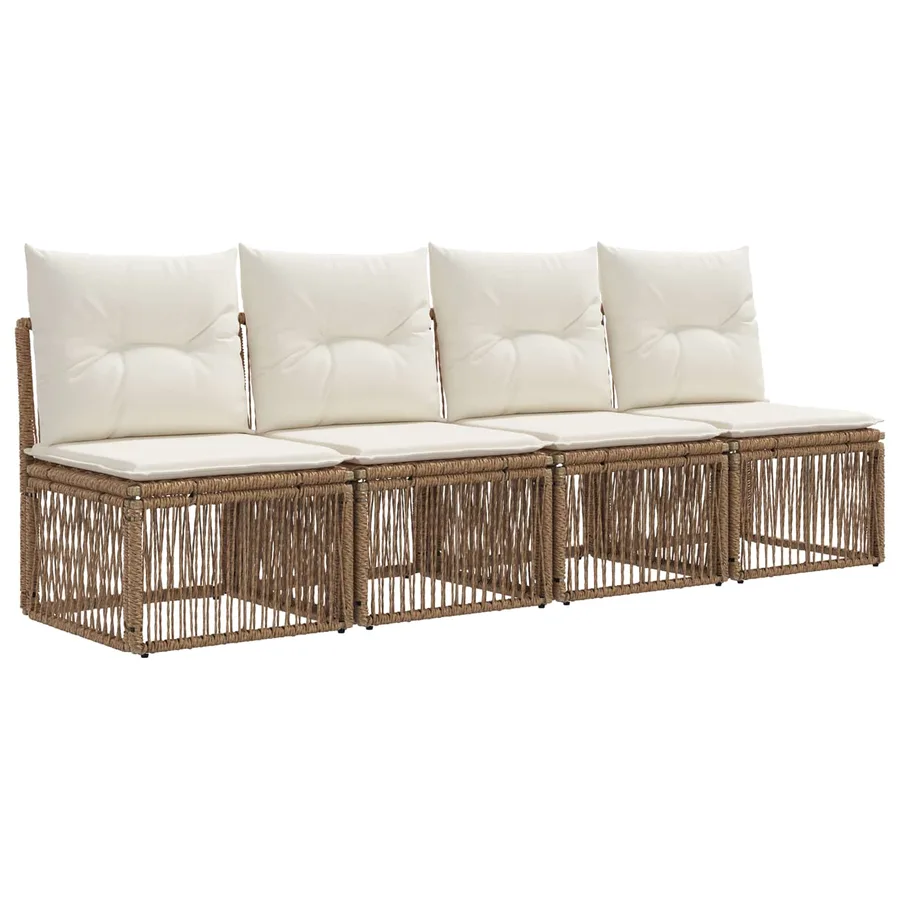 Ensemble de canapé de jardin 10 pcs Beige et blanc crème - 5