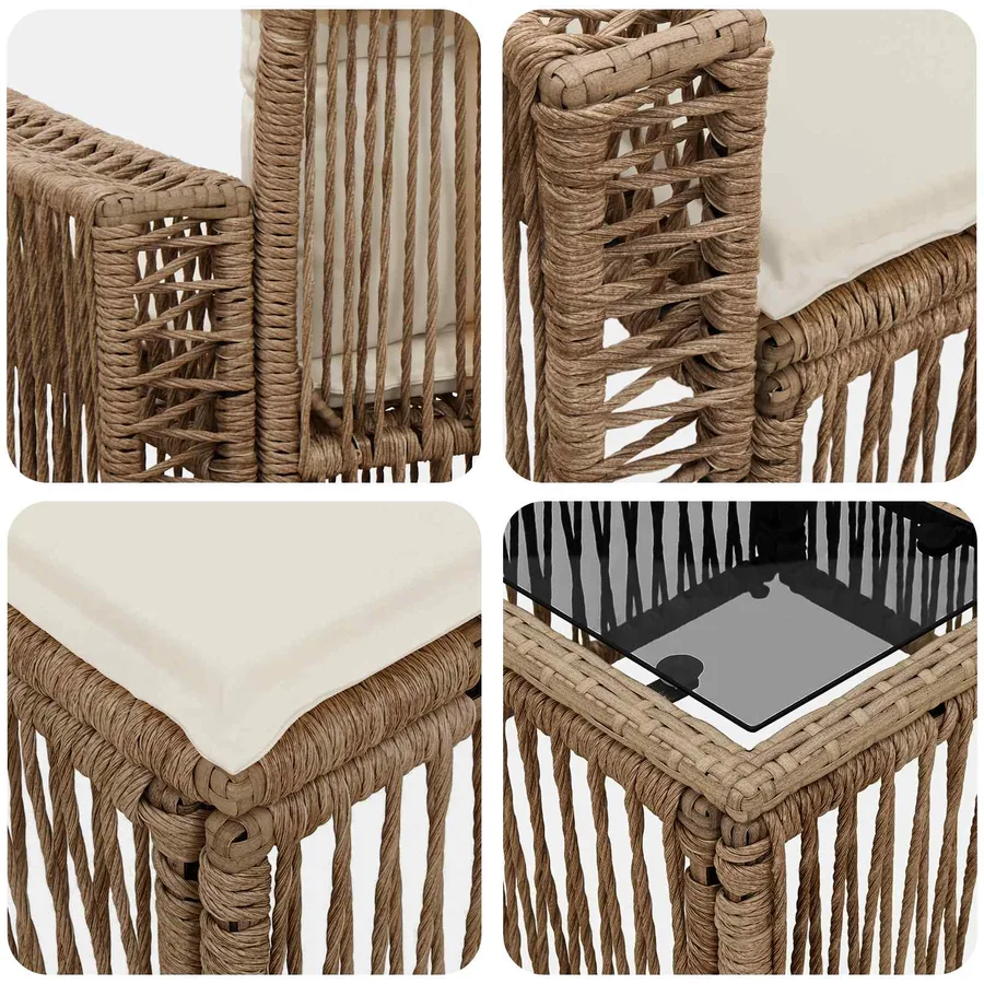 Ensemble de canapé de jardin 10 pcs Beige et blanc crème - 9