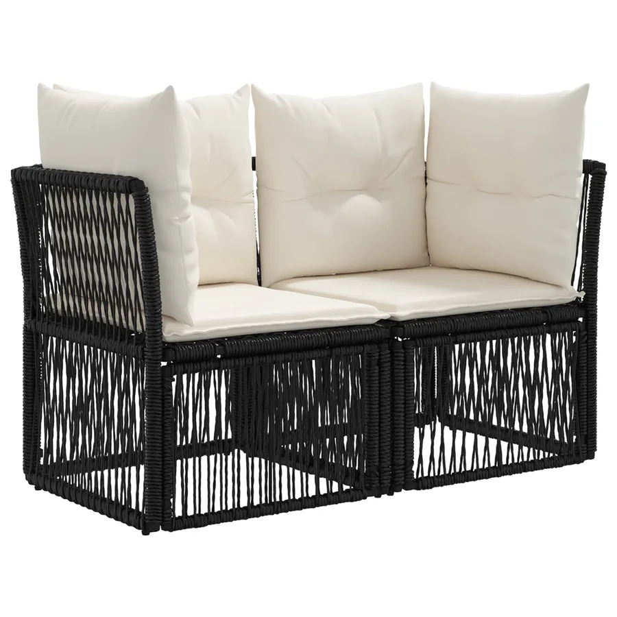 Ensemble de canapé de jardin 13 pcs Noir et blanc crème - 3
